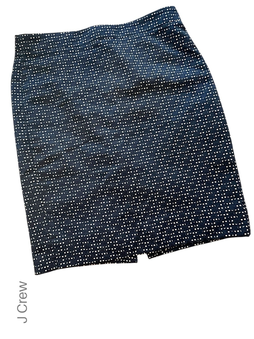 J CREW NWOT THE PENCIL SKIRT NAVY BLUE & WHITE COTTON BLEND LINED | SIZE 4